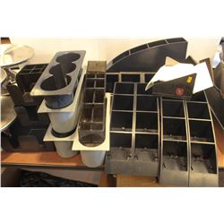 LOT OF TABLETOP ORGANIZER STANDS-PLASTIC, ACRYLIC