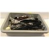 Image 1 : BUS TRAY OF ASSORTED PLASTIC TONGS AND ST. STEEL