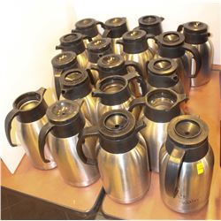 LARGE LOT OF 18  STAINLESS STEEL COFFEE CARAFES