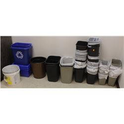 LARGE LOT OF APPROX 50 WASTE BASKETS AND RECYCLE