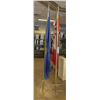Image 1 : LOT OF 3 STANDING FLAG POLES WITH 2 FLAGS AND