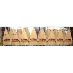 SHELF ONE INCLUDES 14 HEINZ WOODEN CONDIMENT