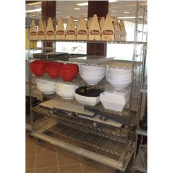 6 TIER COMMERCIAL CHROME WIRE RACK ON CASTORS