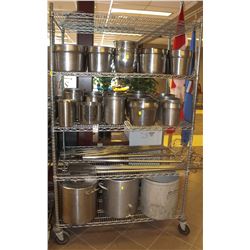 5 TIER COMMERCIAL CHROME WIRE SHELF ON CASTORS