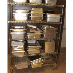 4 TIER COMMERCIAL CHROME WIRE STORAGE RACK W/