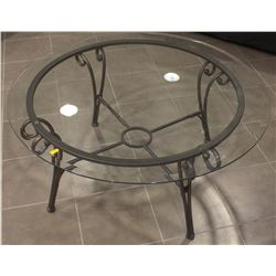 ROUND GLASSTOP COFFEE TABLE WITH METAL  BASE