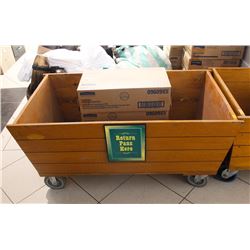 LARGE WOODEN CART ON CASTORS