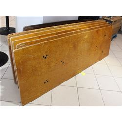 5 WOODEN FOLDING TABLES 96"X30"X29.5" SOLD WITH