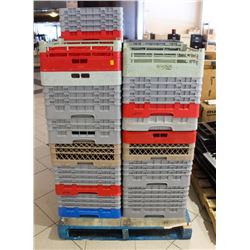 PALLET OF PLASTIC COMMERCIAL DISHWASHER RACKS