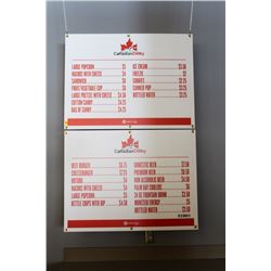 LOT OF 2 CANADIAN DERBY CONCESSION MENU SIGNS