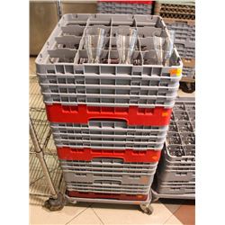 4 TRAYS WITH CONTENTS ON DOLLY: BEER GLASSES