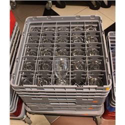 2 TRAYS WITH CONTENTS ON DOLLY: 4 OZ GLASSES