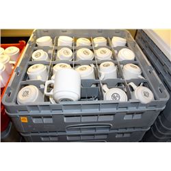 12 TRAYS WITH CONTENTS ON DOLLY: COFFEE MUGS