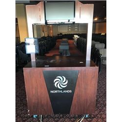 MOBILE INFORMATION BOOTH WITH 2 DRAWERS AND