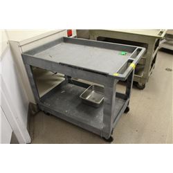2 TIER PLASTIC SERVICE CART ON CASTORS