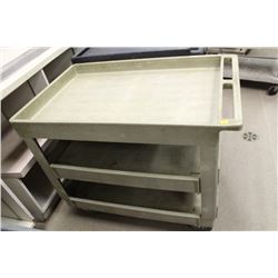 3 TIER PLASTIC SERVICE CART ON CASTORS