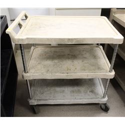 3 TIER PLASTIC SERVICE CART ON CASTORS