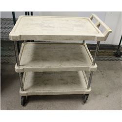 3 TIER PLASTIC SERVICE CART ON CASTORS