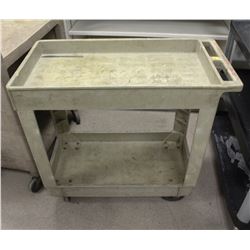2 TIER RUBBERMAID PLASTIC SERVICE CART ON CASTORS