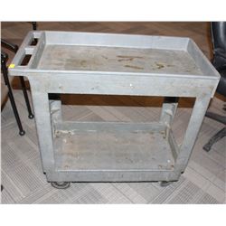 2 TIER RUBBERMAID PLASTIC SERVICE CART ON CASTORS