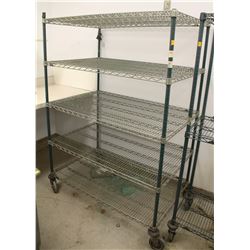 5 TIER COMMERCIAL CHROME WIRE RACK ON CASTORS