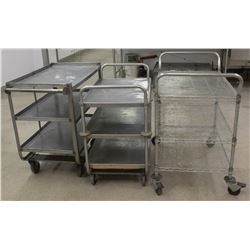 LOT OF 3 STAINLESS STEEL/CHROME 3 TIER CARTS