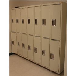 LIGHT BEIGE BANK OF 14 HALF SIZE  LOCKERS