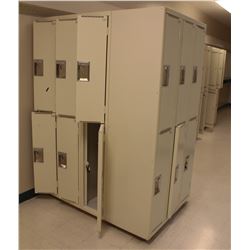 LIGHT BEIGE POD BANK OF 18 HALF SIZE  LOCKERS