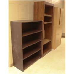 LOT OF 3 ASSORTED BOOKCASES (MAY HAVE DAMAGE)