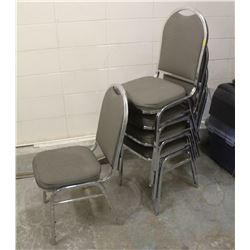 GROUP OF 5 PADDED CHROME CHAIRS