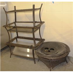 3 OUTDOOR WICKER COFFEE TABLES & FIREPIT