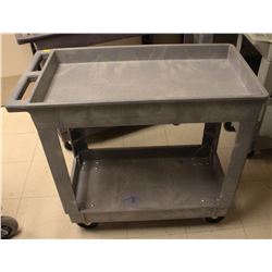 RUBBERMAID 2-TIER SERVICE CART ON CASTORS- GREY