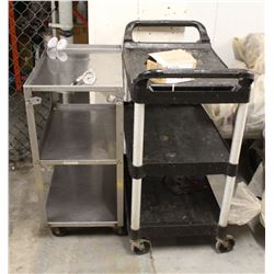 TWO 3-TIER COMMERCIAL SERVICE CARTS