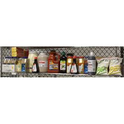 SHELF OF ASSORTED COMMERCIAL FOOD INGREDIENTS