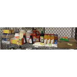 SHELF OF ASSORTED COMMERCIAL FOOD INGREDIENTS