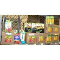 SHELF CONTAINING 9 CASES OF ASSORTED  JUICE