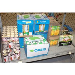 SHELF CONTAINING 9 CASES OF ASSORTED  JUICE