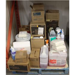PALLET OF ASSORTED INDUSTRIAL CLEANING SUPPLIES