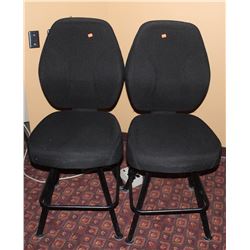 LOT OF 2 BLACK FABRIC CASINO CHAIRS