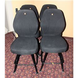 LOT OF 4 BLACK FABRIC CASINO CHAIRS