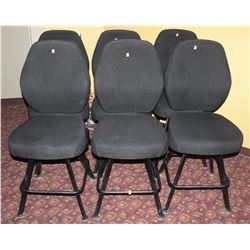 LOT OF 6 BLACK FABRIC CASINO CHAIRS