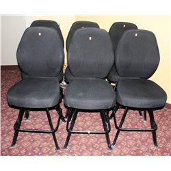 LOT OF 6 BLACK FABRIC CASINO CHAIRS