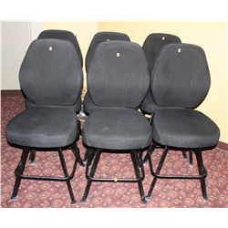 LOT OF 6 BLACK FABRIC CASINO CHAIRS