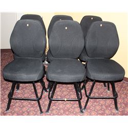 LOT OF 6 BLACK FABRIC CASINO CHAIRS
