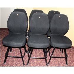 LOT OF 6 BLACK FABRIC CASINO CHAIRS