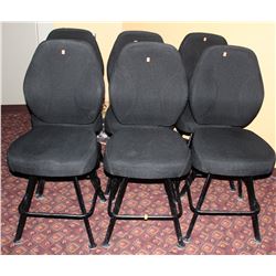 LOT OF 6 BLACK FABRIC CASINO CHAIRS