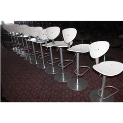 LOT OF 11 WHITE ADJUSTABLE BAR STOOLS W/ FOOTREST