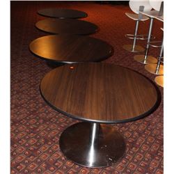 LOT OF 4 ROUND WOOD TOP TABLES W/ CHROME BASE