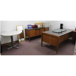 CONTENTS OF OFFICE INCLUDING 3 DESK, TABLE,