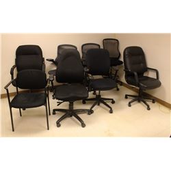 7 ASSORTED OFFICE CHAIRS & ONE RECEPTION CHAIR